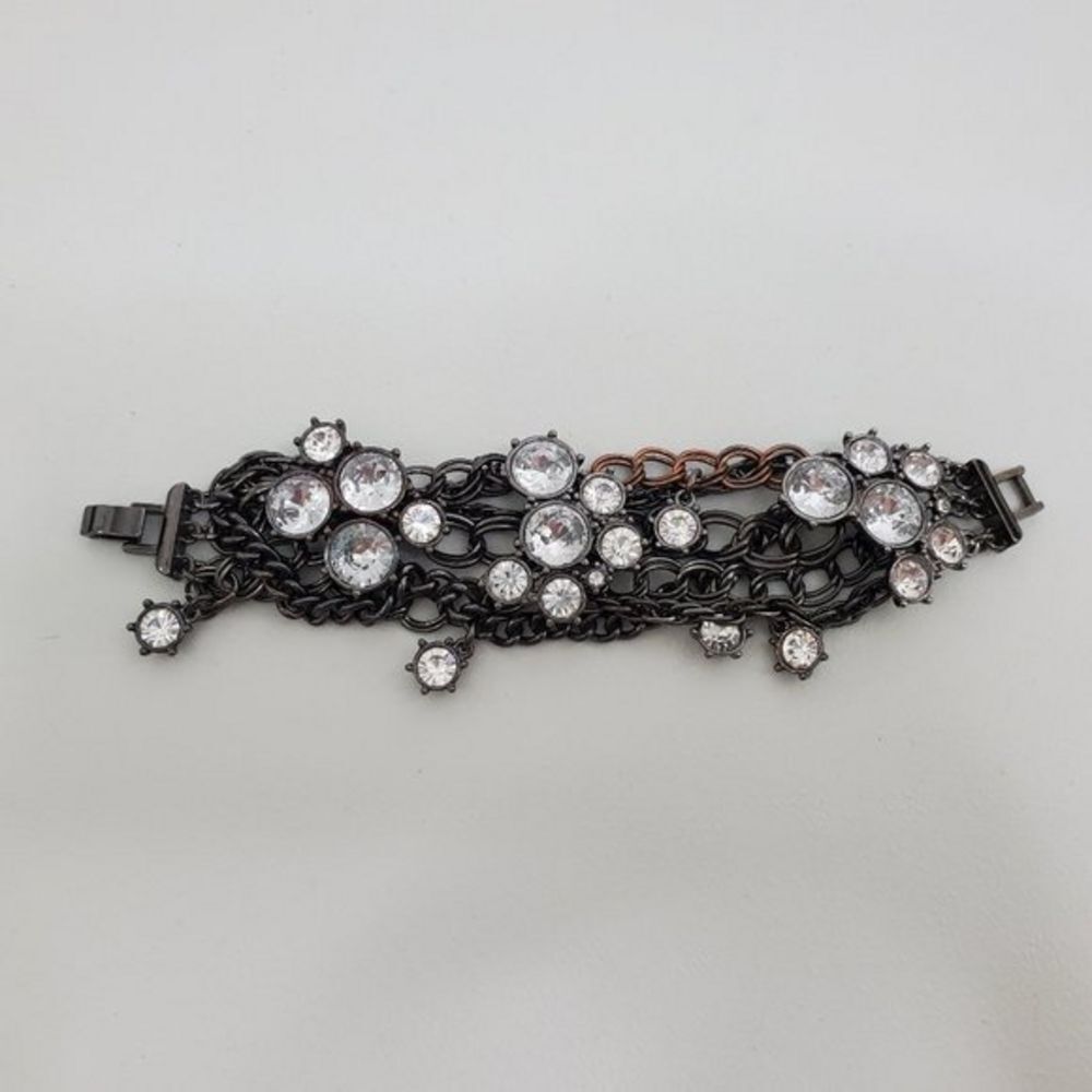 J Crew Bracelet Rhinestone Gray‎ Gunmetal Chain Sta